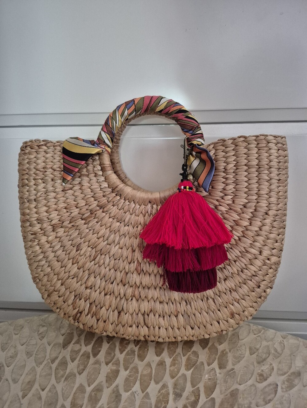Woven Straw Hobo Bag Beach Tote with Zipper